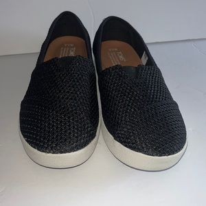 womens flats shoes New TOMS Avalon black 7.5 textured nylon